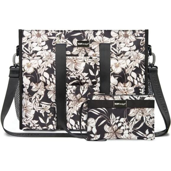 Utility Water Resistant Tote Bag with 22 Pockets Size L Morning Glory